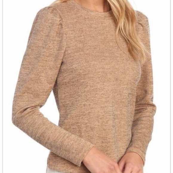 June & Hudson Puffed Shoulder Crew Neck Sweater - Picture 1 of 8